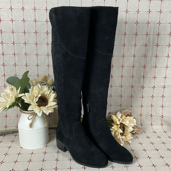 Vince Camuto Kreesell Over the Knee Black Suede Riding Boots Size 6 NWOB - Picture 2 of 10